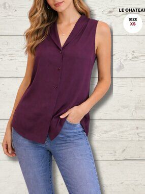 Le Chateau Sleeveless Blouse – XS – Wine/Purple